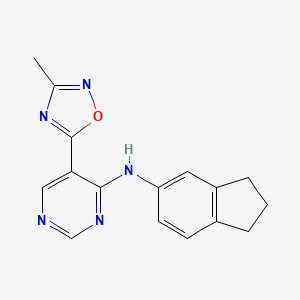 molecular formula C16H15N5O B2755562 N-(2,3-二氢-1H-茚-5-基)-5-(3-甲基-1,2,4-噁二唑-5-基)嘧啶-4-胺 CAS No. 2034541-74-5