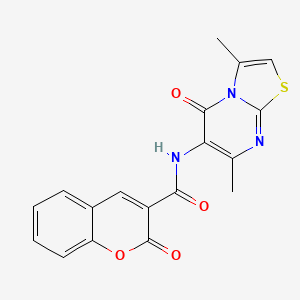 molecular formula C18H13N3O4S B2755564 N-(3,7-dimethyl-5-oxo-5H-thiazolo[3,2-a]pyrimidin-6-yl)-2-oxo-2H-chromene-3-carboxamide CAS No. 946358-41-4