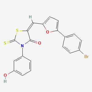 molecular formula C20H12BrNO3S2 B2755572 (E)-5-((5-(4-bromophenyl)furan-2-yl)methylene)-3-(3-hydroxyphenyl)-2-thioxothiazolidin-4-one CAS No. 423726-81-2