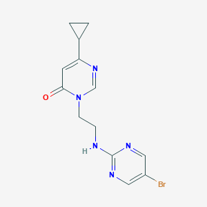 molecular formula C13H14BrN5O B2755580 3-[2-[(5-Bromopyrimidin-2-yl)amino]ethyl]-6-cyclopropylpyrimidin-4-one CAS No. 2380173-41-9