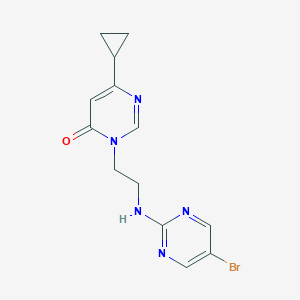 molecular formula C13H14BrN5O B2755580 3-{2-[(5-Bromopyrimidin-2-yl)amino]ethyl}-6-cyclopropyl-3,4-dihydropyrimidin-4-one CAS No. 2380173-41-9