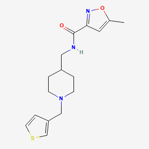 molecular formula C16H21N3O2S B2755581 5-methyl-N-((1-(thiophen-3-ylmethyl)piperidin-4-yl)methyl)isoxazole-3-carboxamide CAS No. 1234888-12-0