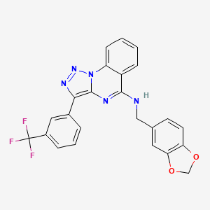 molecular formula C24H16F3N5O2 B2755582 N-(1,3-benzodioxol-5-ylmethyl)-3-[3-(trifluoromethyl)phenyl]triazolo[1,5-a]quinazolin-5-amine CAS No. 866844-68-0