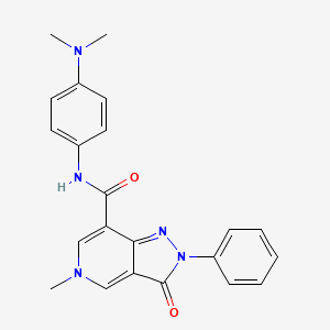 molecular formula C22H21N5O2 B2755593 N-(4-(dimethylamino)phenyl)-5-methyl-3-oxo-2-phenyl-3,5-dihydro-2H-pyrazolo[4,3-c]pyridine-7-carboxamide CAS No. 921574-86-9