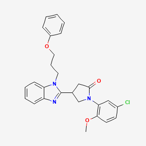 molecular formula C27H26ClN3O3 B2755611 1-(5-氯-2-甲氧基苯基)-4-[1-(3-苯氧基丙基)-1H-苯并咪唑-2-基]吡咯烷-2-酮 CAS No. 847397-63-1