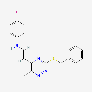 molecular formula C19H17FN4S B2755616 N-(2-(3-(Benzylsulfanyl)-6-methyl-1,2,4-triazin-5-yl)vinyl)-4-fluoroaniline CAS No. 477866-51-6