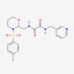 molecular formula C19H21FN4O5S B2755622 N1-((3-((4-fluorophenyl)sulfonyl)-1,3-oxazinan-2-yl)methyl)-N2-(pyridin-3-ylmethyl)oxalamide CAS No. 869071-64-7