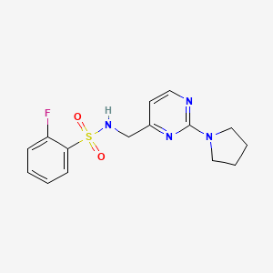 2-fluoro-N-((2-(pyrrolidin-1-yl)pyrimidin-4-yl)methyl)benzenesulfonamide