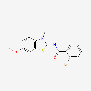 molecular formula C16H13BrN2O2S B2755654 2-溴-N-(6-甲氧基-3-甲基-1,3-苯并噻唑-2-基亚甲基)苯甲酰胺 CAS No. 850781-89-4