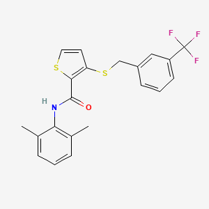 molecular formula C21H18F3NOS2 B2755658 N-(2,6-Dimethylphenyl)-3-((3-(trifluoromethyl)benzyl)sulfanyl)-2-thiophenecarboxamide CAS No. 250714-50-2