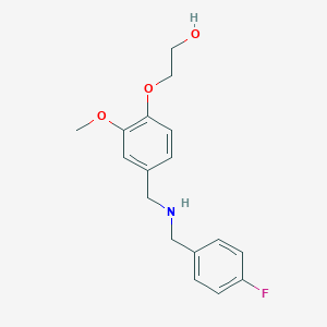 molecular formula C17H20FNO3 B275566 2-(4-{[(4-Fluorobenzyl)amino]methyl}-2-methoxyphenoxy)ethanol 