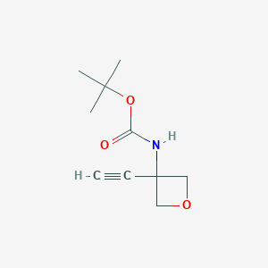 molecular formula C10H15NO3 B2755670 叔丁基-N-(3-乙炔氧杂环丁烷-3-基)甲酸酯 CAS No. 1678527-98-4