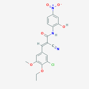 molecular formula C19H16ClN3O6 B2755673 (E)-3-(3-chloro-4-ethoxy-5-methoxyphenyl)-2-cyano-N-(2-hydroxy-4-nitrophenyl)prop-2-enamide CAS No. 444191-39-3