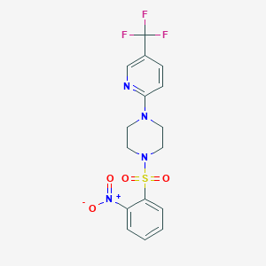 molecular formula C16H15F3N4O4S B2755682 1-(2-Nitrophenyl)sulfonyl-4-[5-(trifluoromethyl)pyridin-2-yl]piperazine CAS No. 1024289-55-1