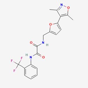 molecular formula C19H16F3N3O4 B2755719 N-[[5-(3,5-Dimethyl-1,2-oxazol-4-yl)furan-2-yl]methyl]-N'-[2-(trifluoromethyl)phenyl]oxamide CAS No. 2415634-33-0