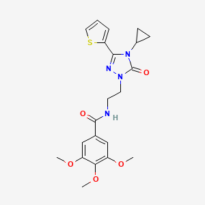 molecular formula C21H24N4O5S B2755722 N-(2-(4-cyclopropyl-5-oxo-3-(thiophen-2-yl)-4,5-dihydro-1H-1,2,4-triazol-1-yl)ethyl)-3,4,5-trimethoxybenzamide CAS No. 1448059-79-7