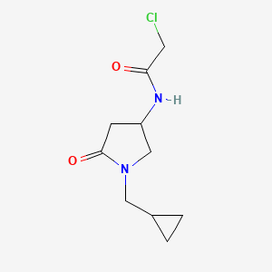 molecular formula C10H15ClN2O2 B2755731 2-Chloro-N-[1-(cyclopropylmethyl)-5-oxopyrrolidin-3-yl]acetamide CAS No. 2289224-25-3