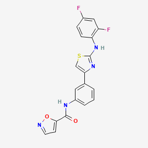 molecular formula C19H12F2N4O2S B2755735 N-(3-(2-((2,4-difluorophenyl)amino)thiazol-4-yl)phenyl)isoxazole-5-carboxamide CAS No. 1797903-68-4