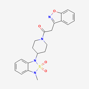 molecular formula C21H22N4O4S B2755741 2-(benzo[d]isoxazol-3-yl)-1-(4-(3-methyl-2,2-dioxidobenzo[c][1,2,5]thiadiazol-1(3H)-yl)piperidin-1-yl)ethanone CAS No. 2034508-31-9