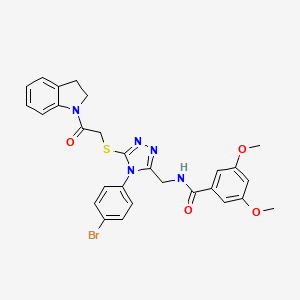 molecular formula C28H26BrN5O4S B2755748 N-[[4-(4-bromophenyl)-5-[2-(2,3-dihydroindol-1-yl)-2-oxoethyl]sulfanyl-1,2,4-triazol-3-yl]methyl]-3,5-dimethoxybenzamide CAS No. 391942-85-1