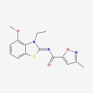molecular formula C15H15N3O3S B2755752 (E)-N-(3-ethyl-4-methoxybenzo[d]thiazol-2(3H)-ylidene)-3-methylisoxazole-5-carboxamide CAS No. 946205-62-5