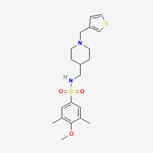 molecular formula C20H28N2O3S2 B2755768 4-甲氧基-3,5-二甲基-N-((1-(噻吩-3-基甲基)哌啶-4-基)甲基)苯磺酰胺 CAS No. 1235388-61-0