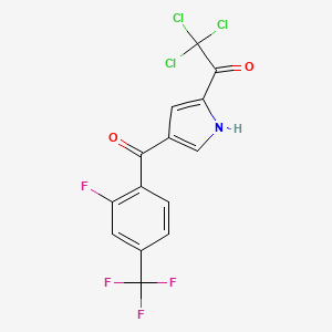 molecular formula C14H6Cl3F4NO2 B2755774 2,2,2-trichloro-1-{4-[2-fluoro-4-(trifluoromethyl)benzoyl]-1H-pyrrol-2-yl}-1-ethanone CAS No. 241146-87-2