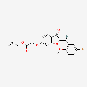 molecular formula C21H17BrO6 B2755782 (Z)-烯丙基 2-((2-(5-溴-2-甲氧基苯甲亚甲基)-3-氧代-2,3-二氢苯并呋喃-6-基)氧基)乙酸酯 CAS No. 622813-87-0