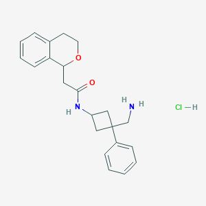 N-[3-(Aminomethyl)-3-phenylcyclobutyl]-2-(3,4-dihydro-1H-isochromen-1-yl)acetamide;hydrochloride
