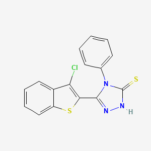 molecular formula C16H10ClN3S2 B2755794 5-(3-chloro-1-benzothiophen-2-yl)-4-phenyl-4H-1,2,4-triazole-3-thiol CAS No. 140181-77-7