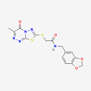 N-[(2H-1,3-benzodioxol-5-yl)methyl]-2-({3-methyl-4-oxo-4H-[1,3,4]thiadiazolo[2,3-c][1,2,4]triazin-7-yl}sulfanyl)acetamide