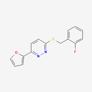 molecular formula C15H11FN2OS B2755807 3-[(2-Fluorophenyl)methylsulfanyl]-6-(furan-2-yl)pyridazine CAS No. 872722-95-7