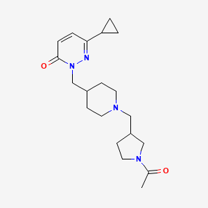 molecular formula C20H30N4O2 B2755808 2-({1-[(1-Acetylpyrrolidin-3-yl)methyl]piperidin-4-yl}methyl)-6-cyclopropyl-2,3-dihydropyridazin-3-one CAS No. 2097872-44-9