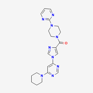 molecular formula C21H25N9O B2755819 [1-(6-哌啶-4-嘧啶基)-1H-咪唑-4-基][4-(2-嘧啶基)哌嗪基]甲酮 CAS No. 1251560-49-2