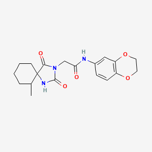 molecular formula C19H23N3O5 B2755820 N-(2,3-dihydrobenzo[b][1,4]dioxin-6-yl)-2-(6-methyl-2,4-dioxo-1,3-diazaspiro[4.5]decan-3-yl)acetamide CAS No. 939222-80-7