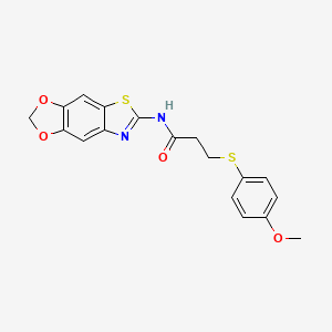 molecular formula C18H16N2O4S2 B2755824 N-([1,3]dioxolo[4',5':4,5]benzo[1,2-d]thiazol-6-yl)-3-((4-methoxyphenyl)thio)propanamide CAS No. 942007-14-9