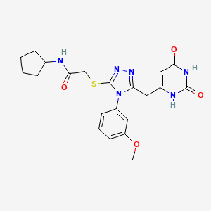 molecular formula C21H24N6O4S B2755828 N-cyclopentyl-2-((5-((2,6-dioxo-1,2,3,6-tetrahydropyrimidin-4-yl)methyl)-4-(3-methoxyphenyl)-4H-1,2,4-triazol-3-yl)thio)acetamide CAS No. 852049-03-7