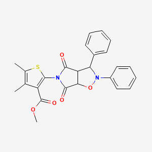molecular formula C25H22N2O5S B2755833 甲酯 2-(4,6-二氧代-2,3-二苯基环己烷-5H-吡咯[3,4-d]异噁唑-5-基)-4,5-二甲基硫代吲啶-3-甲酸酯 CAS No. 1005055-78-6
