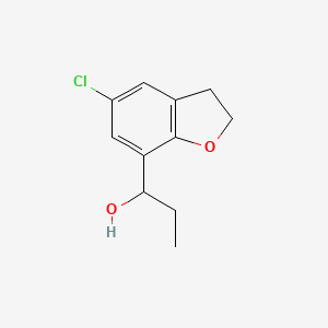 molecular formula C11H13ClO2 B2755837 1-(5-Chloro-2,3-dihydro-1-benzofuran-7-yl)propan-1-ol CAS No. 1566411-18-4