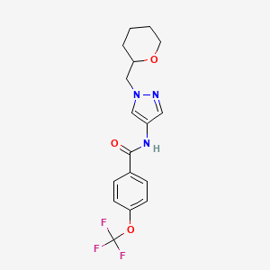 molecular formula C17H18F3N3O3 B2755838 N-(1-((四氢-2H-吡喃-2-基)甲基)-1H-嘧唑-4-基)-4-(三氟甲氧基)苯甲酰胺 CAS No. 2034321-72-5