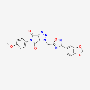 molecular formula C21H16N6O6 B2755841 1-((3-(benzo[d][1,3]dioxol-5-yl)-1,2,4-oxadiazol-5-yl)methyl)-5-(4-methoxyphenyl)-1,6a-dihydropyrrolo[3,4-d][1,2,3]triazole-4,6(3aH,5H)-dione CAS No. 1207014-14-9
