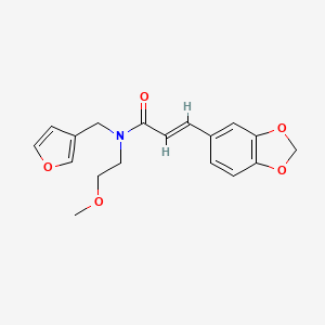molecular formula C18H19NO5 B2755845 (E)-3-(苯并[d][1,3]二噁烷-5-基)-N-(呋喃-3-基甲基)-N-(2-甲氧基乙基)丙烯酰胺 CAS No. 1421586-95-9