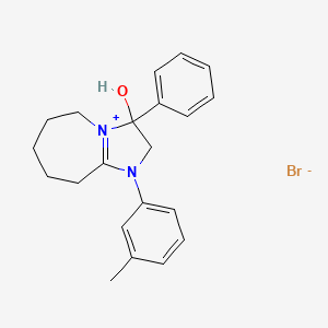 molecular formula C21H25BrN2O B2755855 3-hydroxy-3-phenyl-1-(m-tolyl)-3,5,6,7,8,9-hexahydro-2H-imidazo[1,2-a]azepin-1-ium bromide CAS No. 1104771-06-3