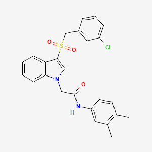 molecular formula C25H23ClN2O3S B2755856 2-(3-((3-chlorobenzyl)sulfonyl)-1H-indol-1-yl)-N-(3,4-dimethylphenyl)acetamide CAS No. 893284-88-3