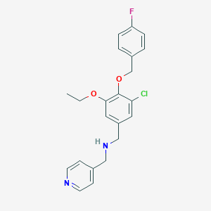 molecular formula C22H22ClFN2O2 B275586 N-{3-chloro-5-ethoxy-4-[(4-fluorobenzyl)oxy]benzyl}-N-(4-pyridinylmethyl)amine 