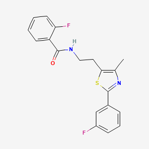 2-fluoro-N-[2-[2-(3-fluorophenyl)-4-methyl-1,3-thiazol-5-yl]ethyl]benzamide