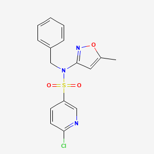 molecular formula C16H14ClN3O3S B2755864 N-benzyl-6-chloro-N-(5-methyl-1,2-oxazol-3-yl)pyridine-3-sulfonamide CAS No. 1088044-82-9
