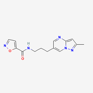 molecular formula C14H15N5O2 B2755872 N-(3-(2-甲基吡唑啉[1,5-a]嘧啶-6-基)丙基)异噁唑-5-羧酰胺 CAS No. 1797710-30-5