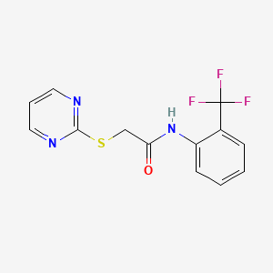 molecular formula C13H10F3N3OS B2755888 2-(嘧啶-2-基硫基)-N-[2-(三氟甲基)苯基]乙酰胺 CAS No. 403834-65-1