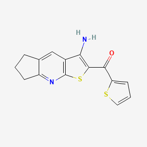 molecular formula C15H12N2OS2 B2755890 (3-amino-6,7-dihydro-5H-cyclopenta[b]thieno[3,2-e]pyridin-2-yl)(thiophen-2-yl)methanone CAS No. 380426-90-4